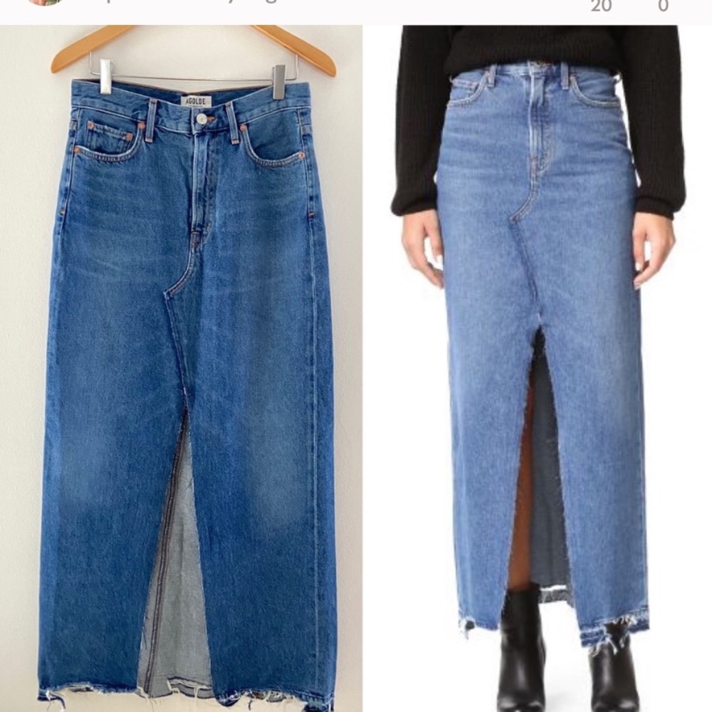 $255 AGOLDE Piper 90s Grunge Ripped Maxi Skirt - Picture 2 of 4